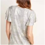 Anthropologie Tirana Gold Metallic Shimmer Boho Top Women's XS Flutter Sleeve Photo 2