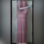 VINTAGE 70s Elegant Pink lavender Sheer Lace Maxi Dress,Size 12,made in U.S.A. Photo 6