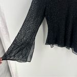 J Laxmi Black All Over‎ Beading Sheer Chiffon Flate Sleeve Asymmetrical Blouse Size XL Photo 3