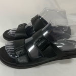 Bamboo  Double Strap Sandals Womens Faux Leather Buckle Black 8.5 PREOWNED Photo 0