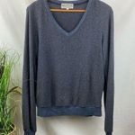 Wildfox  Gray Distressed Soft Long Sleeve V Neck Sweatshirt S Photo 0