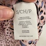 CAbi  Purple Animal Print Short Sleeve Blouse Womens S Oversized Tunic Shirt Photo 3