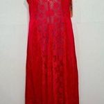 Val Mode True Vintage Sheer Lace Panel lingerie slip dress night gown NWT Large Red Photo 0
