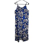 Koko Knot Rayon Blue White Floral Tropical Hawaiian Maxi Dress USA Medium Photo 2