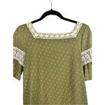 Maeve NWT Anthropologie  Square Neck‎ Lace Trimmed Blouse Top Green Size Small Photo 9