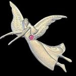 Birthstone Pewter Angel BROOCH PIN Ornament Pendant October Tourmaline Crystal Silver Photo 1