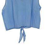 Iris basic Iris Periwinkle Blue Cropped Tie Waist Button Front Ruffle Blouse size 1X NWT Photo 5