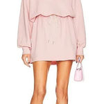 Helsa  Organic Cotton Pink Crewneck Drawstring Long Sleeve Sweatshirt Dress S Photo 0