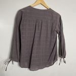 Garnet Hill  Blouse Gray Button Front Long Sleeves Tie Detail Cotton Womens 00 Photo 1