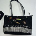 Baseball Theme Shoulder Bag Tote Purse Cosmetic Case Black White Mom Home Run Photo 0