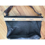 Carbon2Cobalt All In Bag Black Leather Tote Purse Brown Woven Handle Top Zip Photo 5