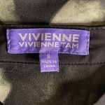 Vivienne Tam SHEER BUTTON CAREER SHIRT BLOUSE BLACK OLIVE GREEN SZ 8 LON… Photo 6