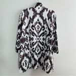 Chico's 100% linen cardigan duster jacket brown cream geometric pattern size 2 Photo 9