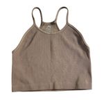 Sunzel Ribbed Crop Tank Top Large Brown Seamless Stretchy High Neck Workout Top Photo 1