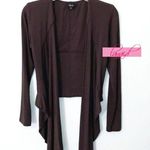 Nordstrom Sky Carradine Jacket Espresso Genuine Leather Brown Cropped Back Cardigan Wrap Photo 4