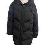 Universal Standard ‎ J. Crew Chevron Puffer Coat large black winter EUC Photo 2