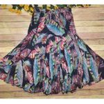 Mix Nouveau Colorful Feathers Maxi Skirt Size M Gypsy Boho Festival Art to Wear Black Size M Photo 0