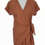 Luca + Grae  Rust Orange Wrap Dress Short Sleeve Casual Boho Chic Trendy Small Photo 0
