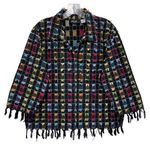 Onque Casuals Lightweight Eyelash Fringe Hem Button Up Shacket Top Size XL Boho Black Photo 0