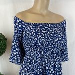 Saltwater Luxe Blue & White Floral Print Maxi Full Length Peasant Dress XS Photo 4