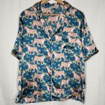 Their Nibs Pajamas XL Blue Pink Cheetah Print Satin Short Sleeve‎ Shorts Comfy Photo 1