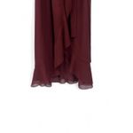 Aritzia WILFRED | XXS | Ruffle Wrap Women's Burgundy Dress Semi Sheer Mini Short Photo 3
