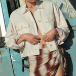 ZARA  linen boxy crop jacket ivory Photo 0