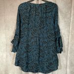 Grace Elements  Dark Teal & Black Printed Flowy Blouse- Size Large Photo 1
