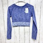 Ryder Wear Top Women Size Small Long Sleeve Seamless Crop Top Blue Compression Photo 0