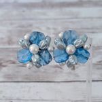 Vintage Clip On Earrings Large Statement Blue Tones Stamped W Germany Photo 0