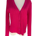 1. State Hot Pink Ribbed Button Front Cardigan Sweater Women’s XL – Long Sleeve Photo 0