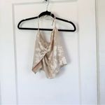 Reformation | Beba 100% Silk Halter Crop Top in Sable Floral Cream Photo 6
