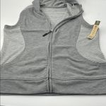 Aerie Gray and White Striped Hooded Vest Photo 8