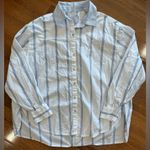 Aerie Oversized Good Day Button Down Shirt Blue & White Striped Cotton Photo 4