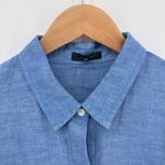 J.Crew  Classic Fit Beach Shirt Blue Linen Cotton Tunic Dress Long Sleeve Medium Photo 3