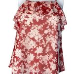 Evereve XS tank top red white floral print double layered ruffle chiffon summer Photo 0