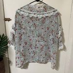 POL  Floral Print Ruffle Lace Boho Long Sleeve Button Down Blouse size Large Photo 6