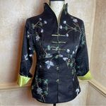 Shanghai Soho Oriental 100% Silk Asian Jacket 3D Sakura floral embroidered Sz M Black Size M Photo 14