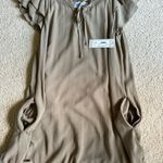 Lizard Thicket  Taupe Ruffle Sleeve Mini Dress Photo 2
