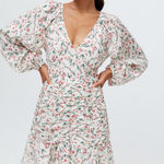 MINKPINK Revolve  Kacey Ruched Long Sleeve Floral Mini Dress Size Medium Photo 0