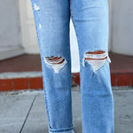 Vervet Flying Monkey High Rise Wide Leg Medium Wash Distressed Photo 0