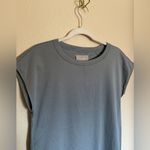 Everlane the luxe cotton side slit tee shirt midi dress sz small cap sleeve blue Photo 3