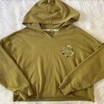 Champion Hoodie Pullover Olive Green Crop Cut Hem Flower Hooded Size Large Photo 0