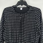 Old Navy  Defined Waist Dress Black White Print Long Balloon Sleeves Keyhole Sz M Photo 1