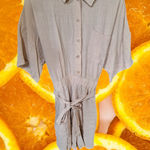 NWT Petal Dew Button Up 1 Piece Skort Jumpsuit Linen Blend Size XL Tan Photo 0