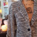 About A Girl  Black and White Woven Knit Single Button Blazer Jacket Photo 1