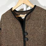 100% Silk Freddy’s Tweed Cropped Jacket Petite Medium — Boxy Fit Black Trim Brown Size undefined Photo 2