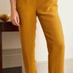 BODEN pull on elastic straight leg pants Viscose mustard‎ Women’s SIZE 8 long Yellow Photo 0