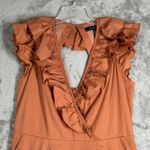 BCBGMAXAZRIA  Romper Womens Large‎ Orange Sunkissed Ruffle Feminine Casual Party Photo 3