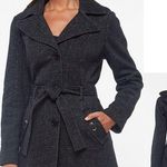 Jones New York New! Women's Belted Sweater Fleece Coat Hood Black Tweed Small Photo 0